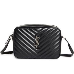 Yves Saint Laurent Black Quilted Camera Crossbody with Silver YSL Emblem